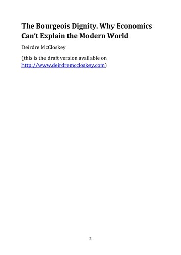 Cover of Bourgeois Dignity: Why Economics Can't Explain the Modern World