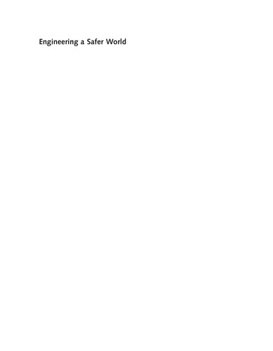 Cover of Engineering a Safer World: Systems Thinking Applied to Safety (Engineering Systems)
