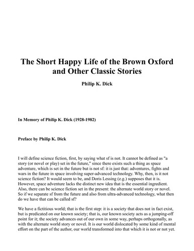 The Collected Stories of Philip K. Dick 1: The Short Happy Life of the Brown Oxford